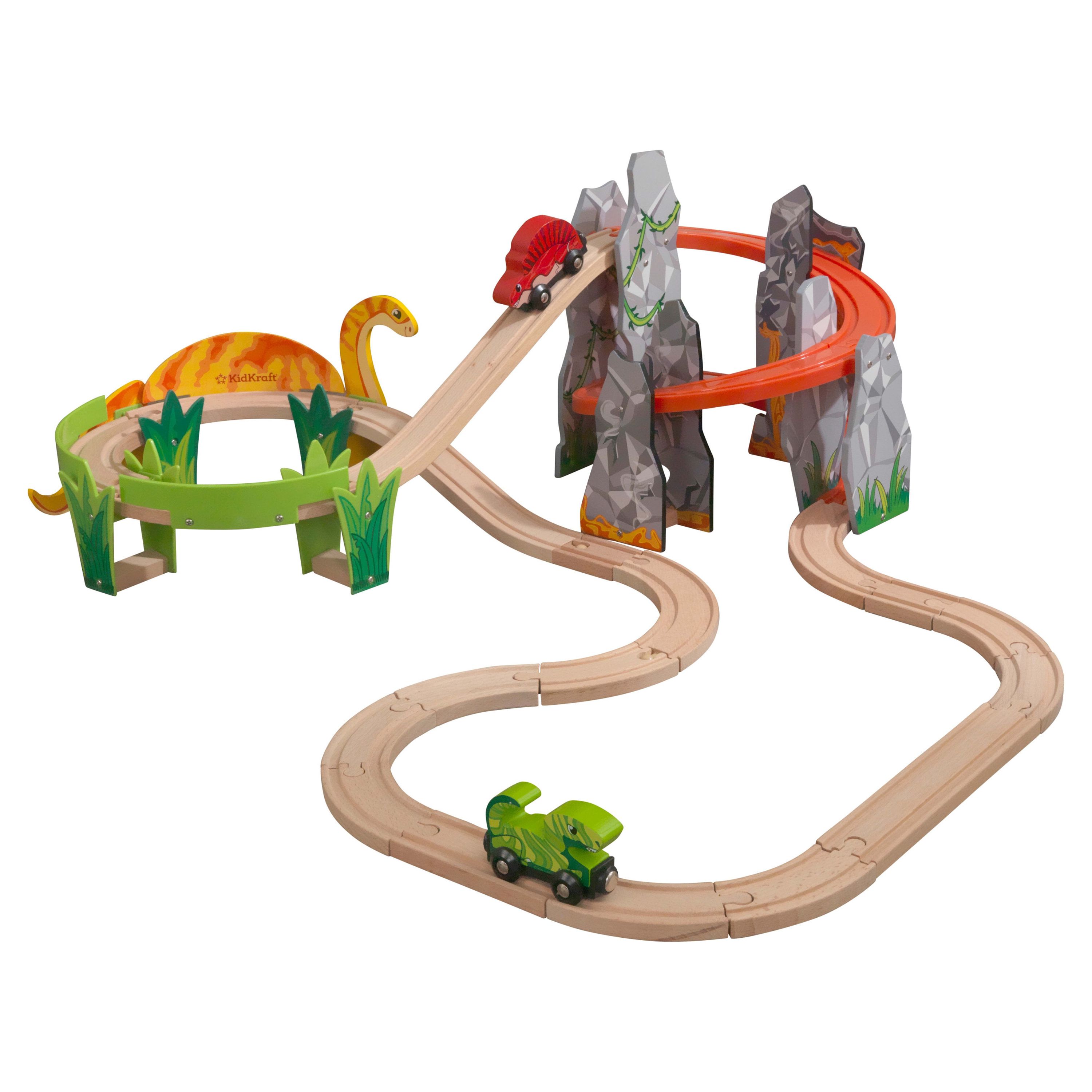KidKraft Adventure Tracks™: Dino World Volcano Escape 32-pc. Wooden Train Track Play Set - image 1 of 9