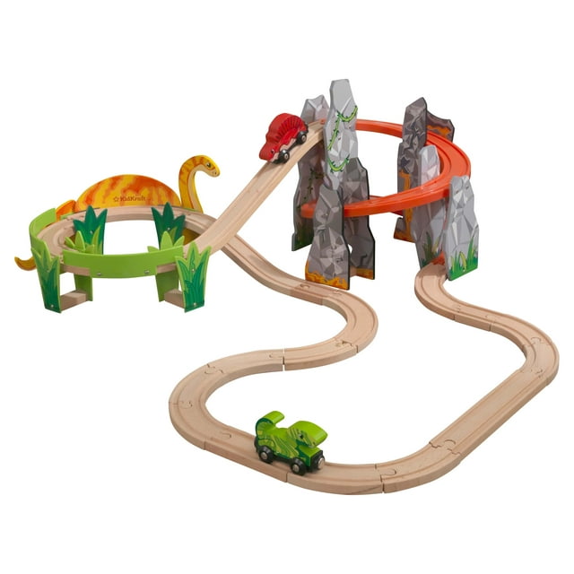 KidKraft Adventure Tracks™: Dino World Volcano Escape 32-pc. Wooden Train Track Play Set