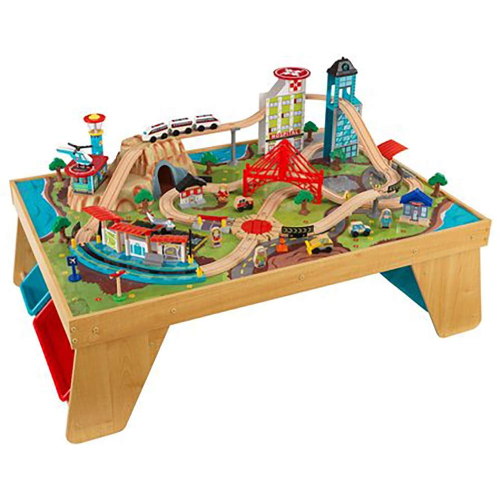 KidKraft Aerocity Train Set & Natural Table Train Set