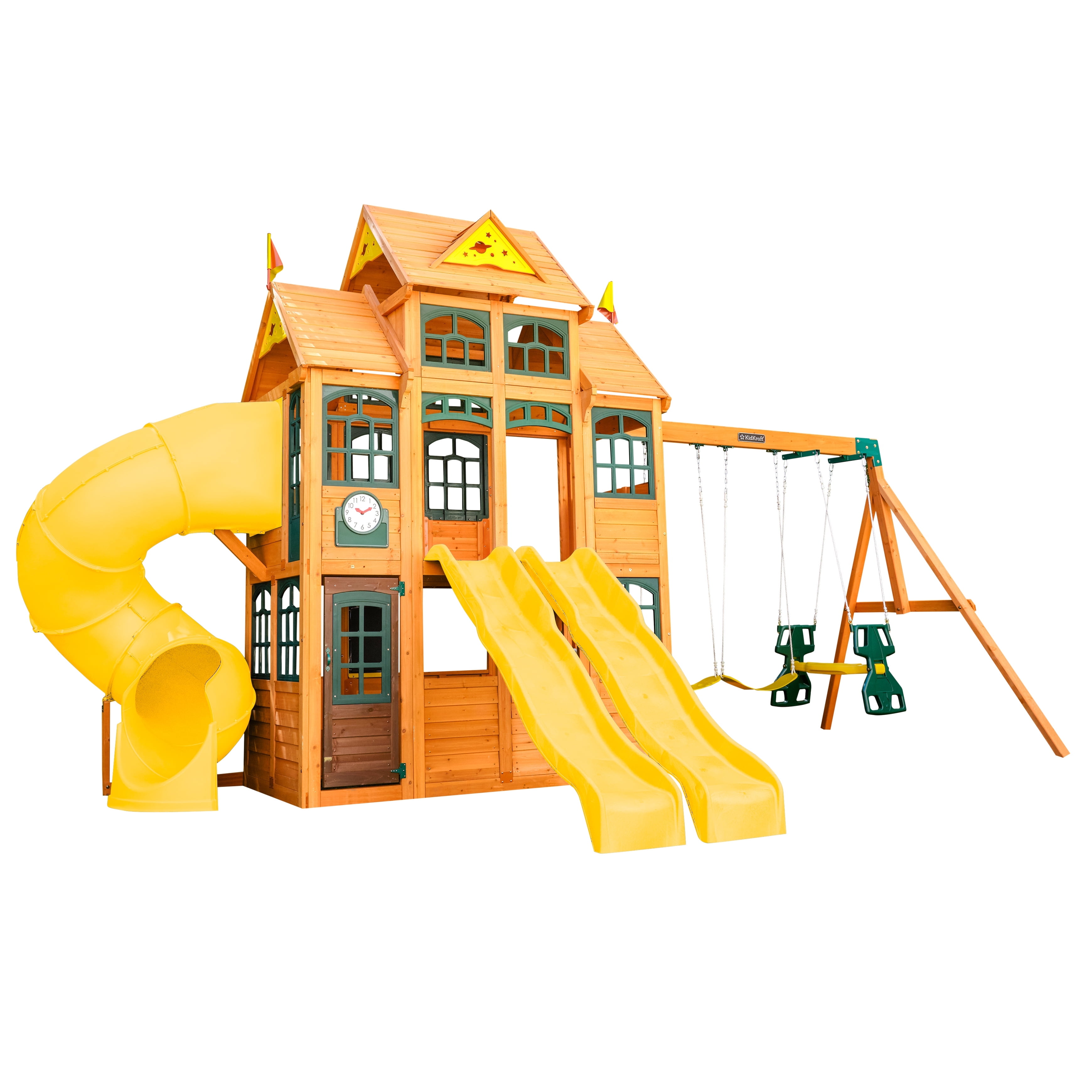 Playset Installation Twin Mountain Lodge Wooden Swing Set Twin