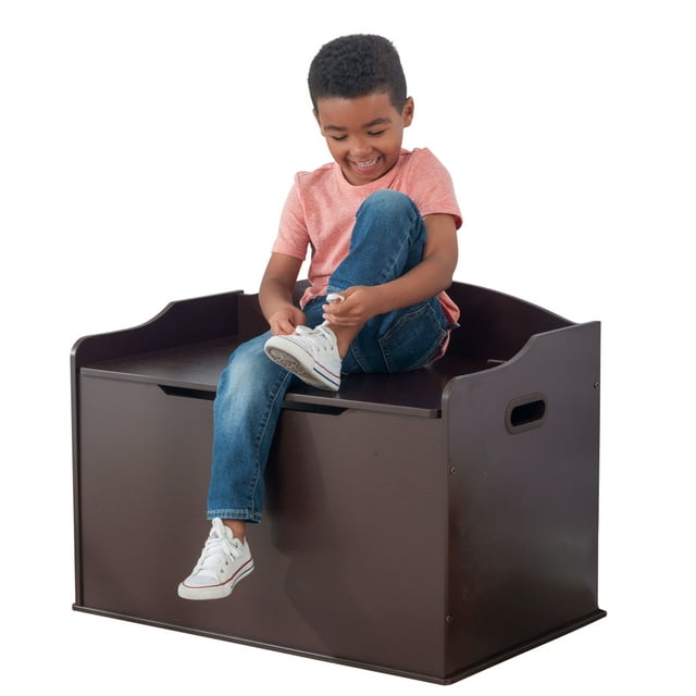 KidKraft Austin Wooden Toy Box/Bench with Safety Hinged Lid - Espresso