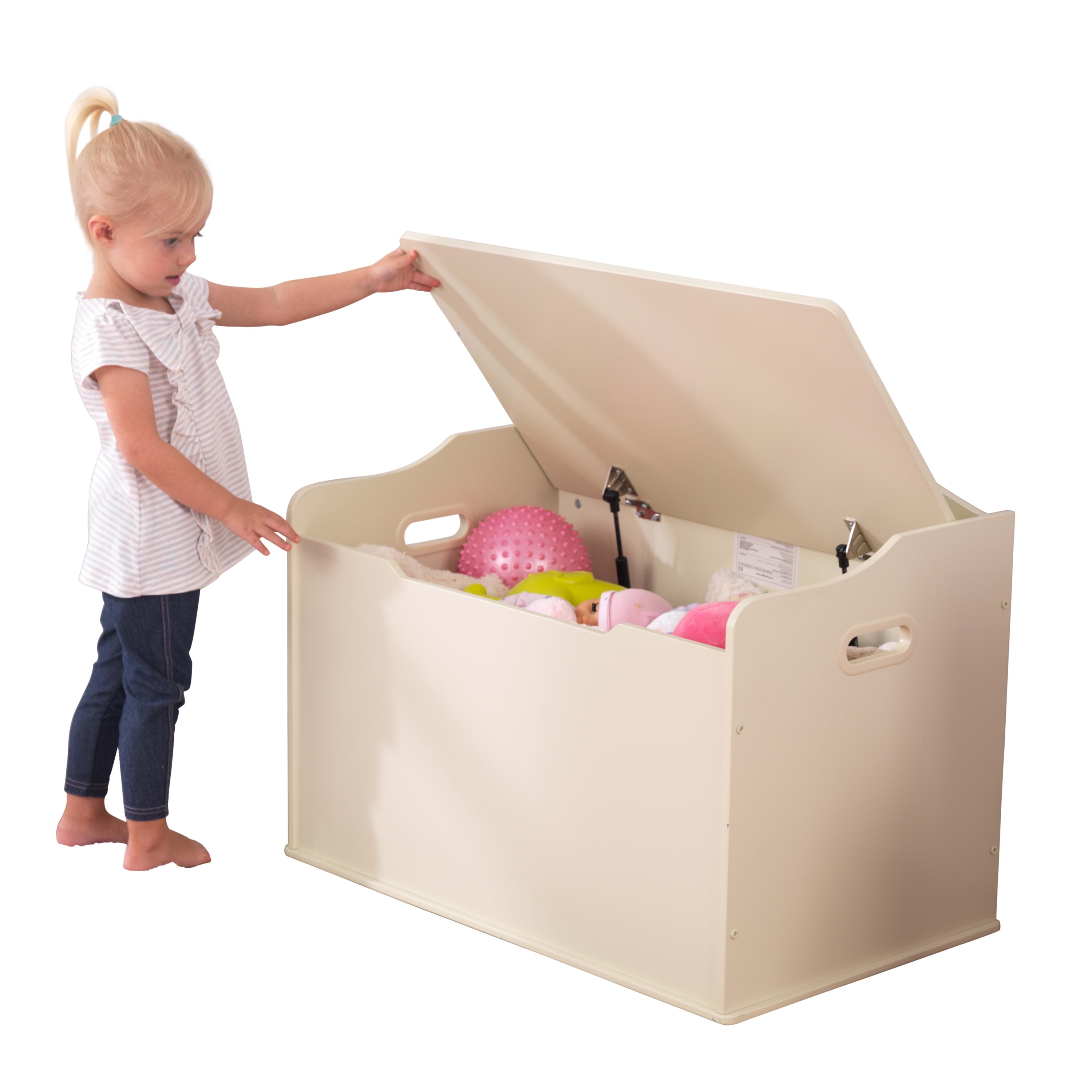 Kidkraft Austin Wooden Toy Box/Bench With Safety Hinged Lid - Vanilla -  Walmart.Com