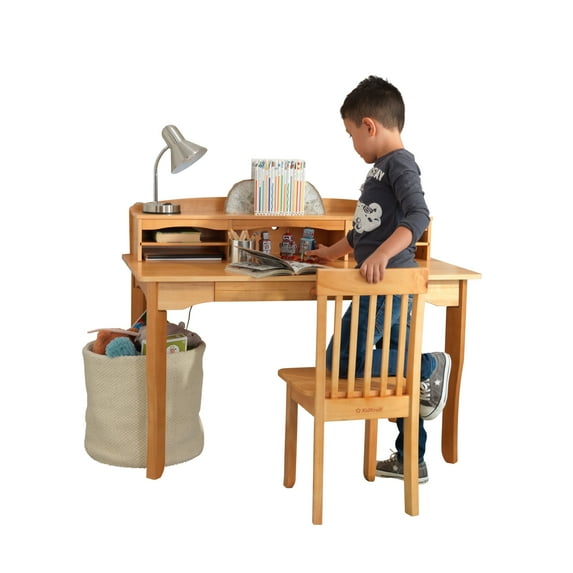 KidKraft Avalon Wooden Children's Desk with Hutch, Chair and Storage - Natural