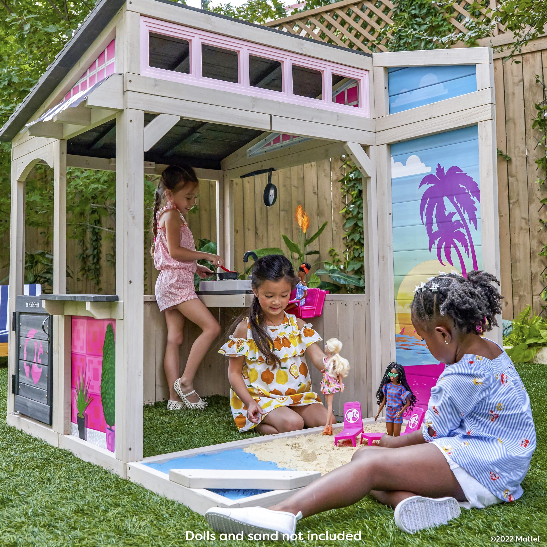 KidKraft Barbie™ Seaside Wooden Outdoor Playhouse with Attachable Doll Table and Chairs - image 1 of 8