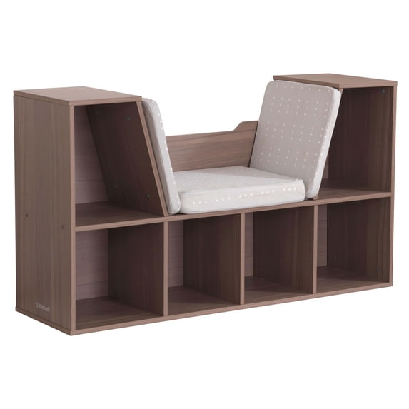 KidKraft Bookcase with Reading Nook, 6 Shelves, Gray Ash