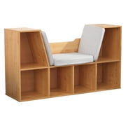 KidKraft Bookcase with Reading Nook, 6 Shelves, Natural