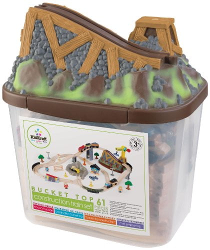 KidKraft Bucket Top Construction Wood Train Set with Crane