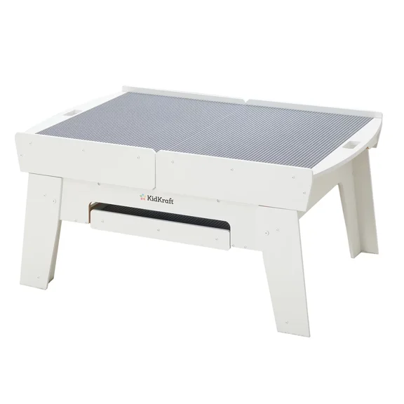 KidKraft Building Bricks Play N Glow Activity Table  Wooden Construction Table with Light-Up Tray, Storage & 210 Translucent Bricks