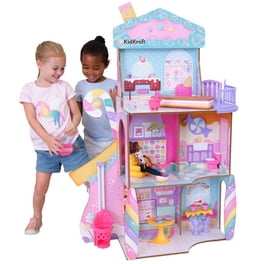 JoyStone DollHouse with Colorful Light and 7 Rooms for Girl, Huge Doll House  DIY Pretend Dream Toy with 3 Dolls, Dreamy Princess House for Kids Gifts  Ages 4-8, Blue 