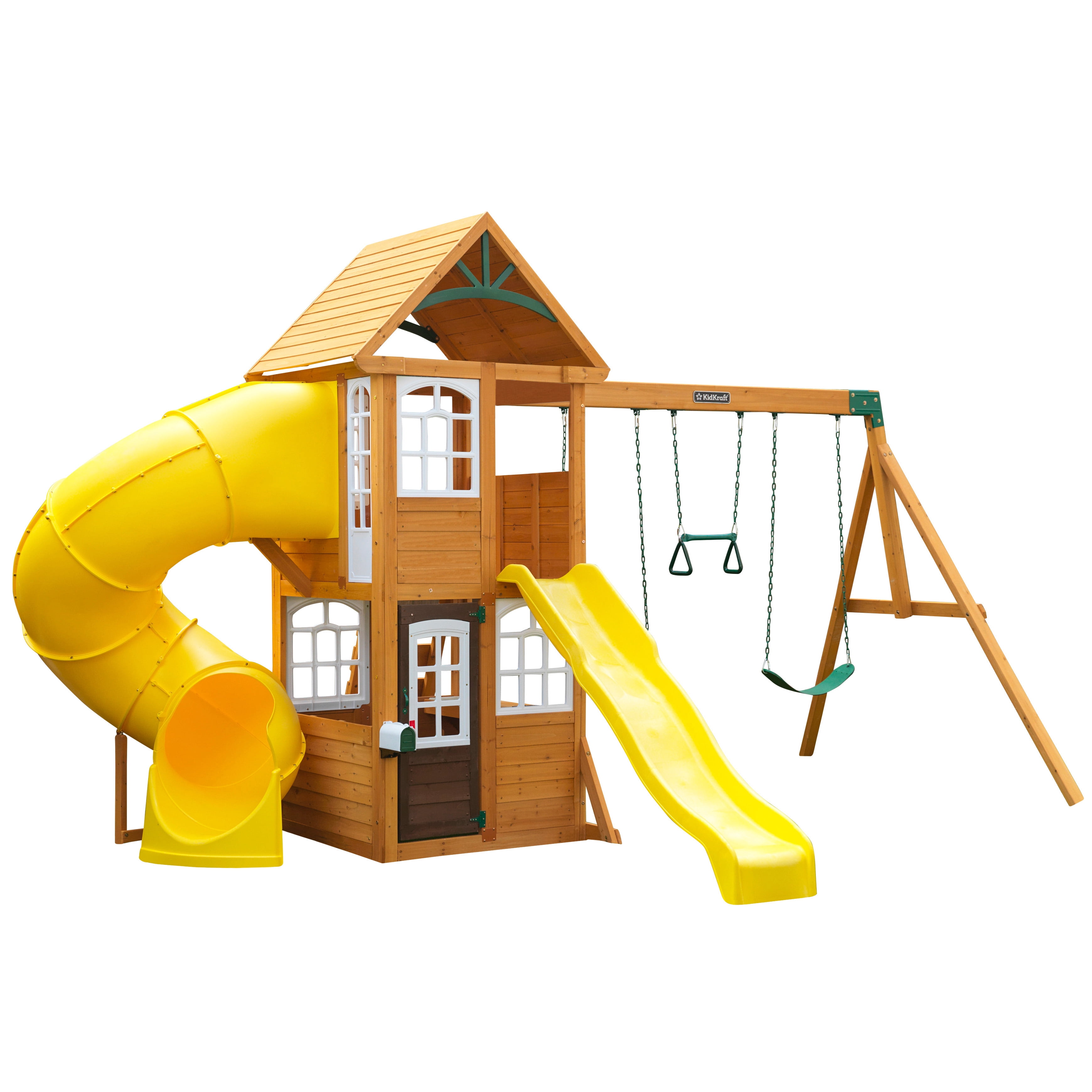 KidKraft Castlewood Wooden Swing Set / Playset with Clubhouse