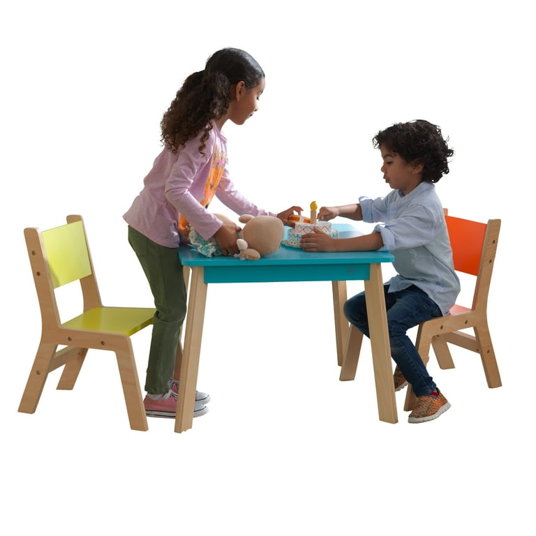 KidKraft Children s Modern Table and Chair Set Natural and Highlighter
