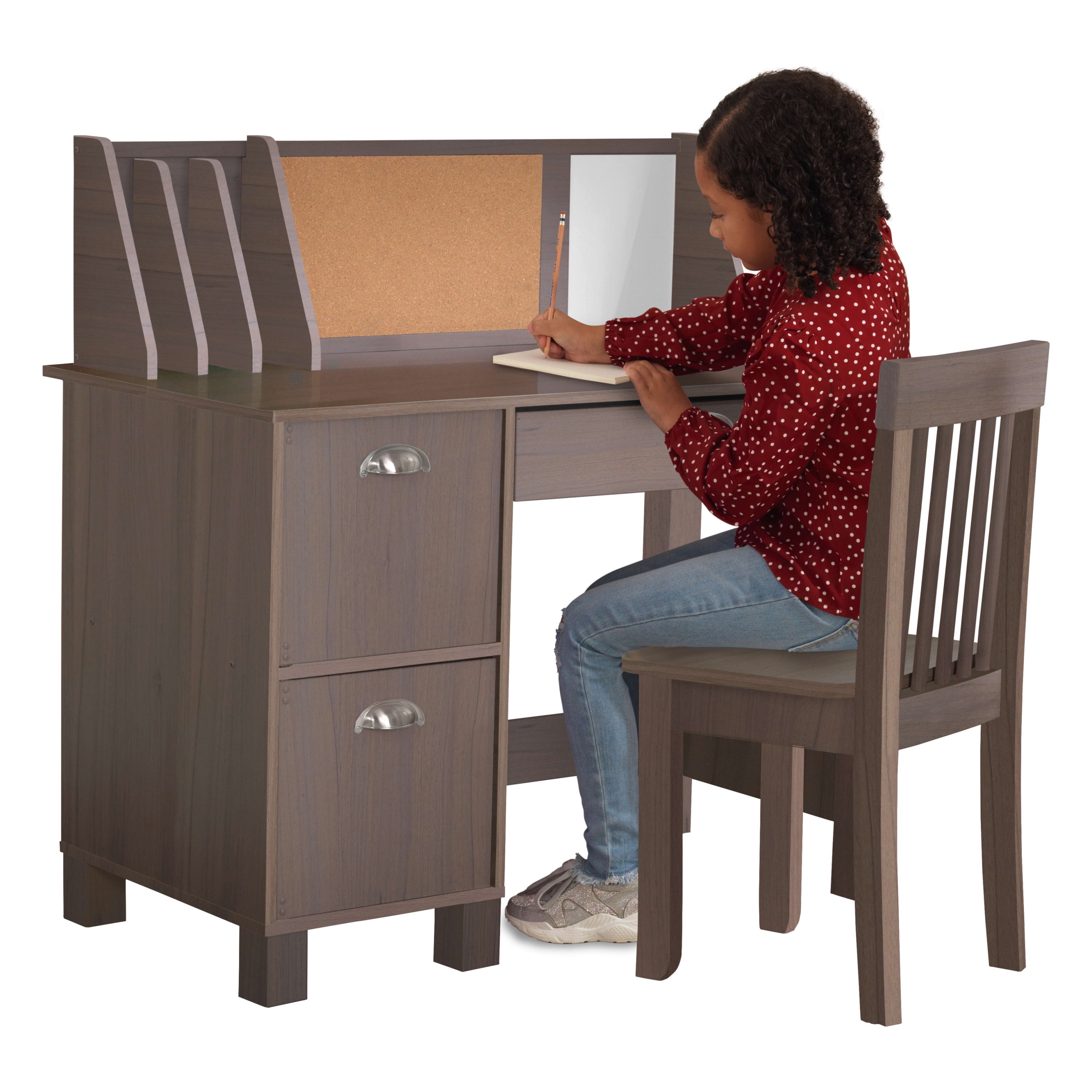 KidKraft Children's Study Desk with Chair, Gray Ash Finish