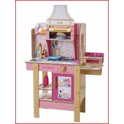 KidKraft Cook with Barbie  Wooden Play Kitchen with Lights, Sounds, Water-Reveal Food and 30 Accessories
