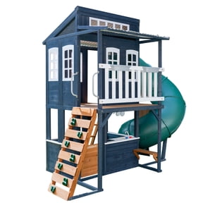Cozy Escape Wooden Outdoor Two-Story Playhouse, Navy