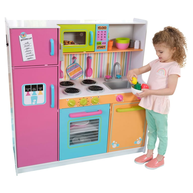 Wooden Deluxe for and Kids, Neon Big KidKraft Kitchen Bright Play Colors