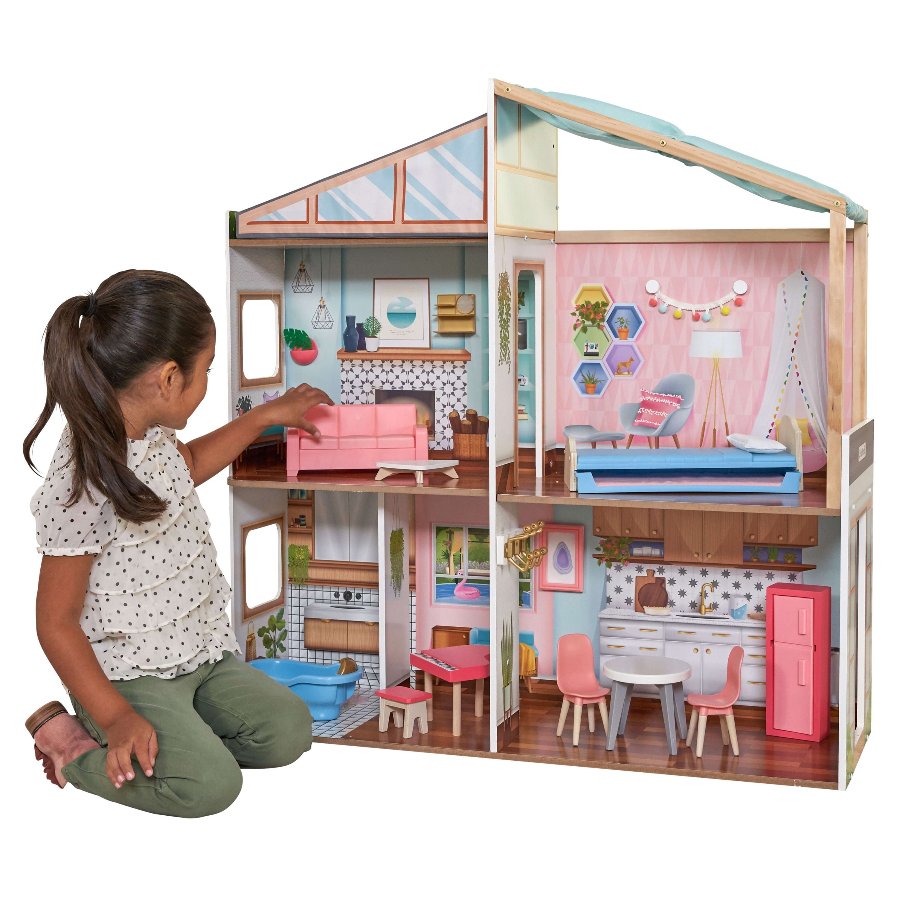 Let's DIY Our Own Magnetic Wallpaper for the Dollhouse and Make a Working  Wood Door 