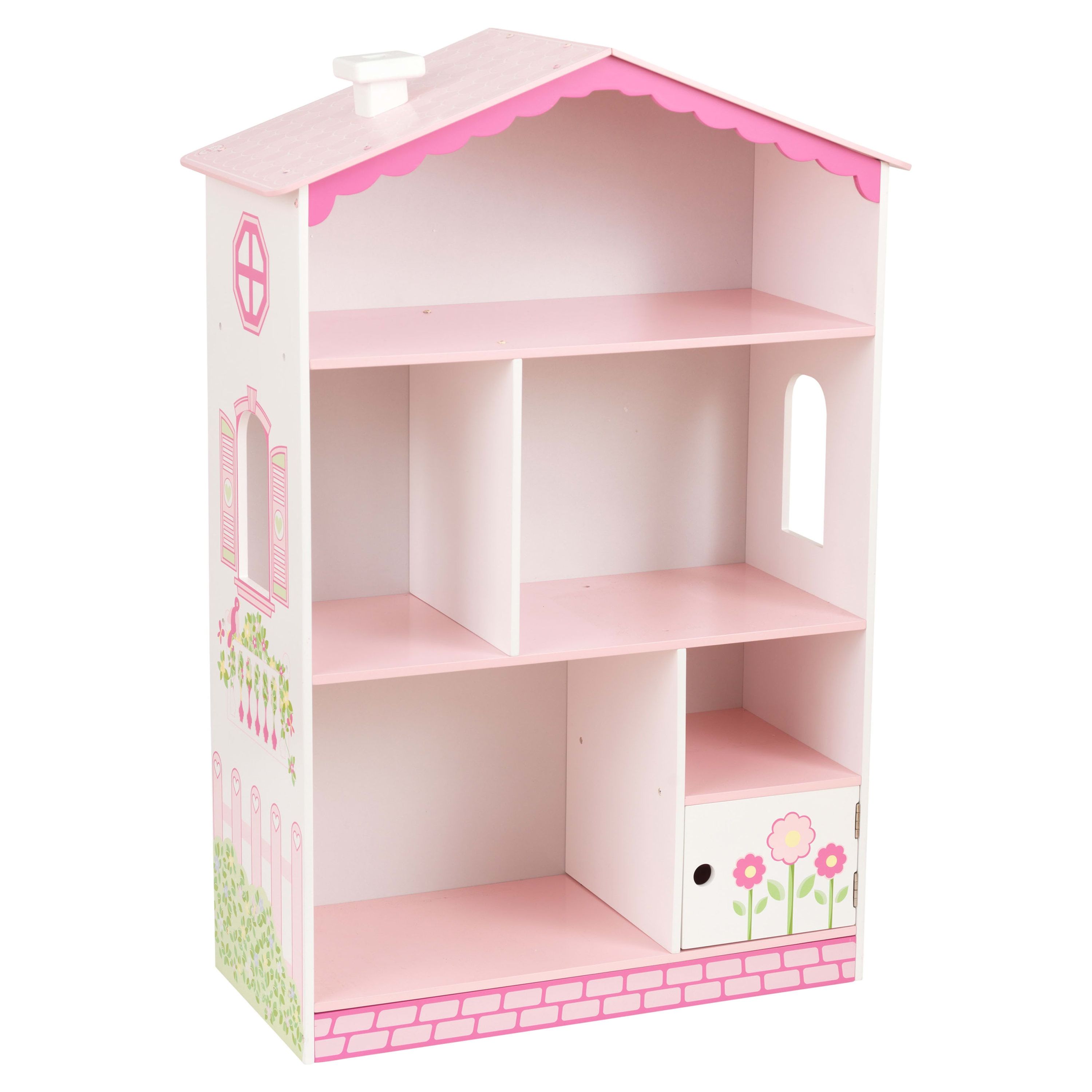KidKraft Dollhouse Cottage Wooden Bookcase, Pink & White - image 1 of 10