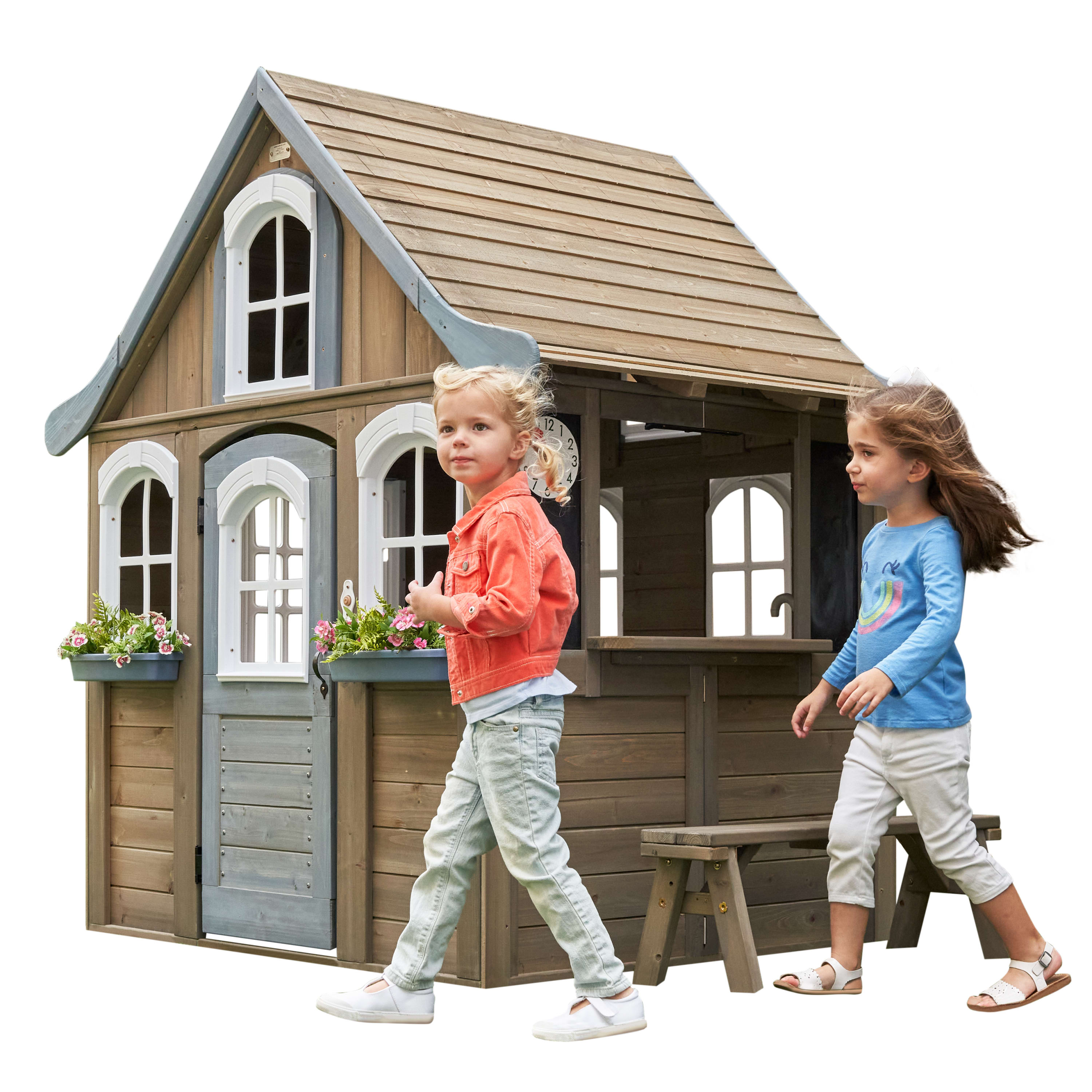 KidKraft Forestview II Wooden Outdoor Playhouse with Ringing Doorbell, Bench and Kitchen - image 1 of 15