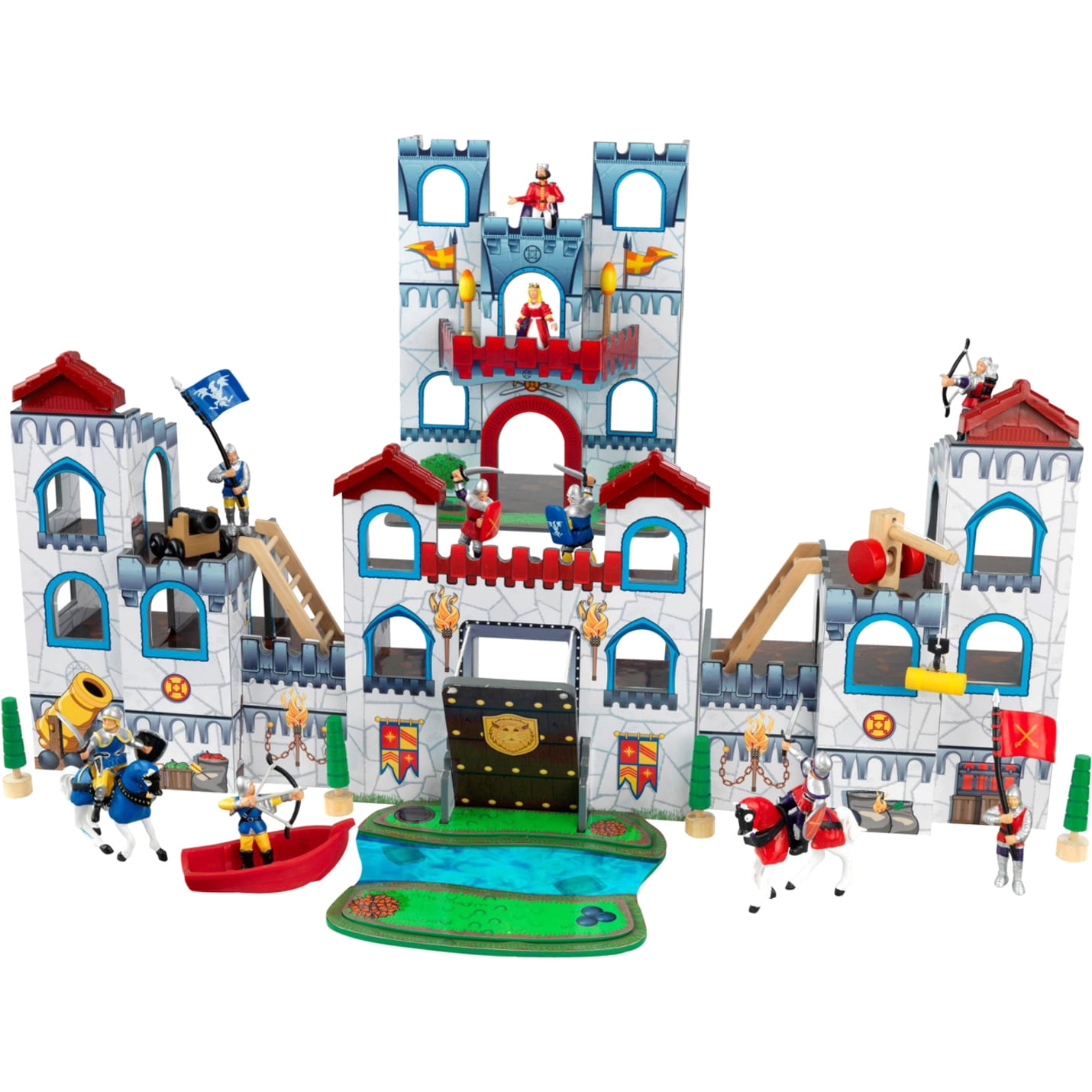  Premium Royal Castle - 100 Pc Set - Wooden Castle Building  Blocks Playset - Medieval Knights, Dragon, Jousting Themed - Premium  Eco-Friendly Materials - Encourage Imaginative & Creative Role Play : Toys  & Games