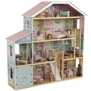 KidKraft Grand View Mansion Wooden Dollhouse with EZ Kraft Assembly , Elevator, Garage, Attic Nursery and 34 Accessories, Gift for Ages 3+