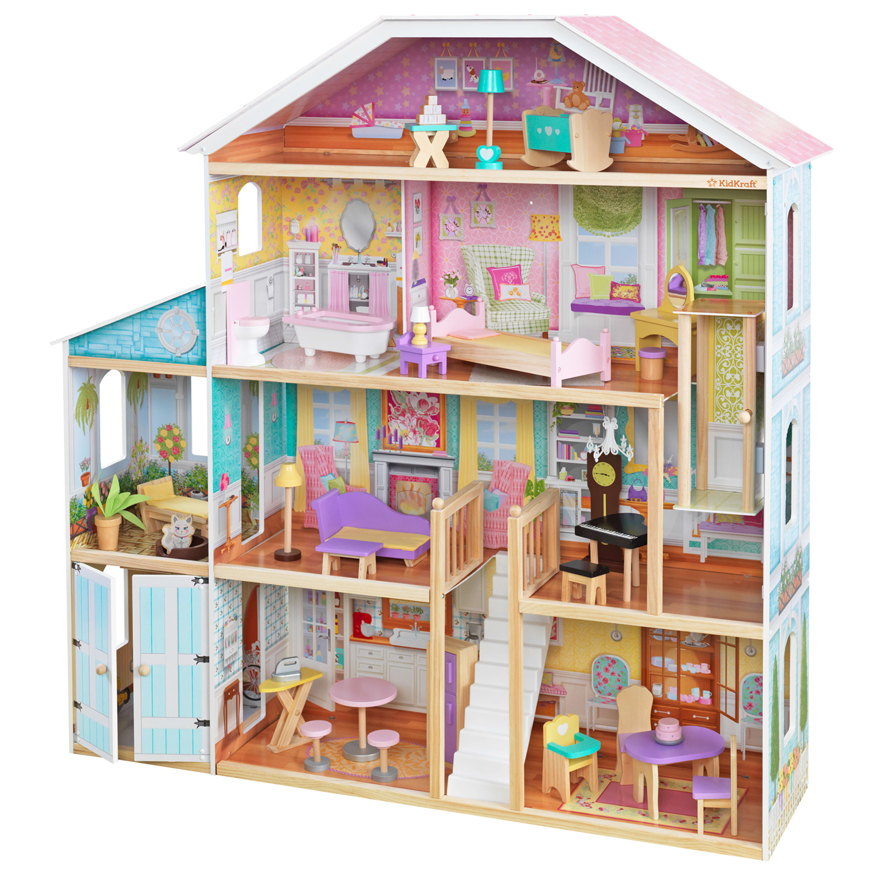 KidKraft Grand View Mansion Wooden Dollhouse with 34 Accessories, Ages 3 and up - image 1 of 14