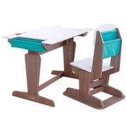 KidKraft Grow Together  Pocket Adjustable Wooden Desk and Chair   Gray Ash