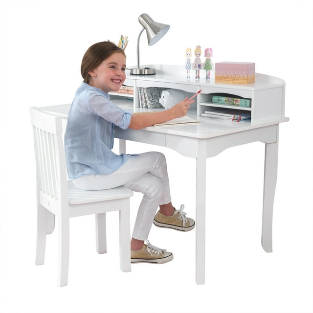 KidKraft KidKraft Avalon Wooden Children's Desk with Hutch, Chair and Storage - White