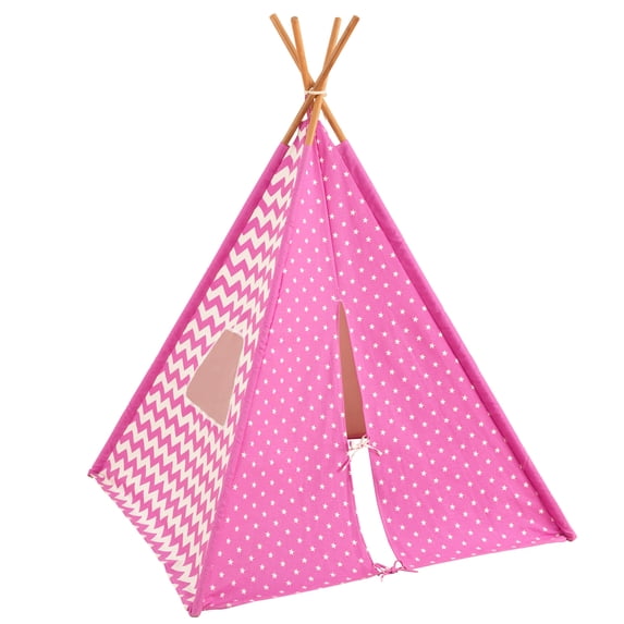 KidKraft KidKraft Deluxe Bamboo and Canvas Play Teepee, Children's Furniture – Starry Skies- Pink