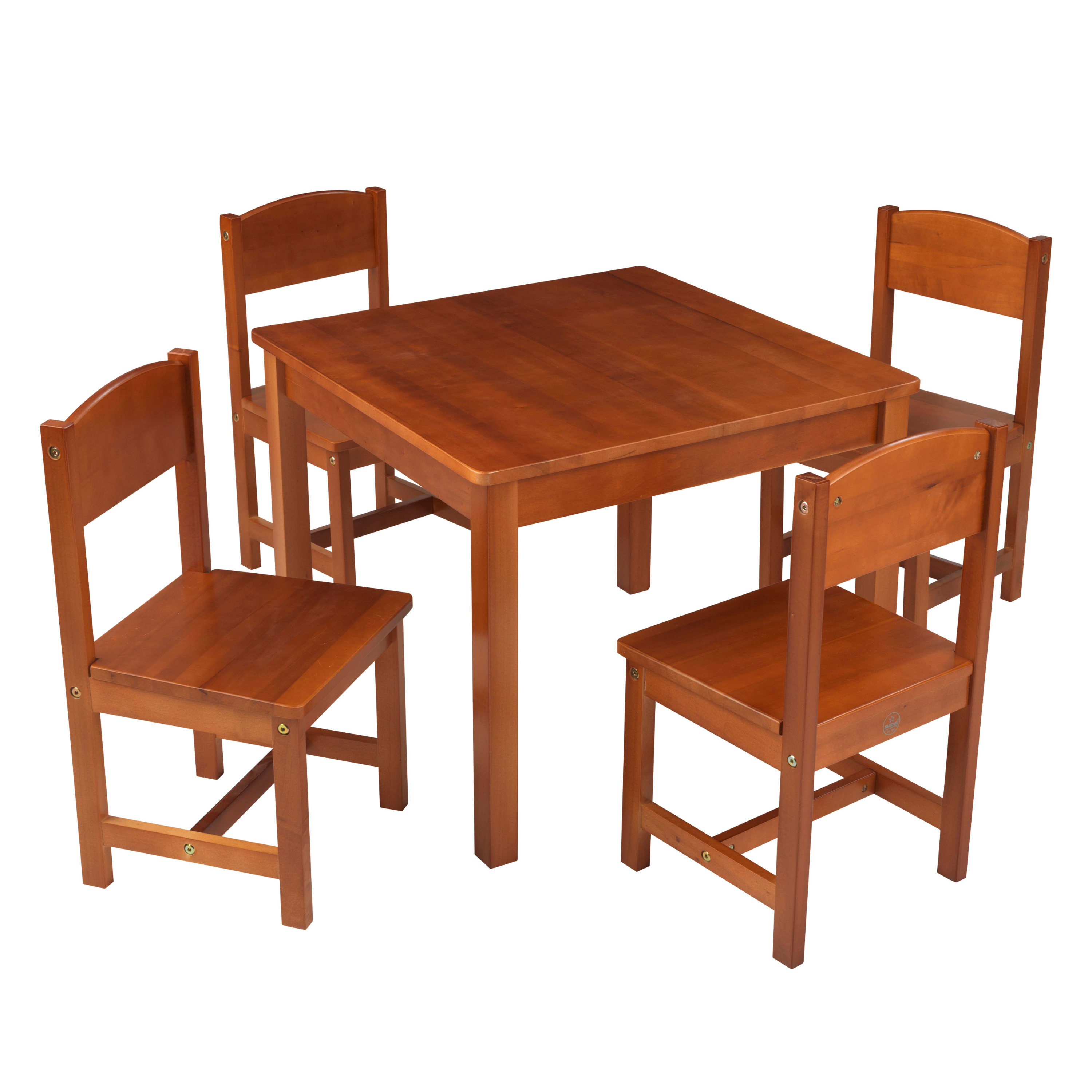 KidKraft KidKraft Wooden Farmhouse Table & 4 Chairs Set, Children's Furniture for Arts and Activity – Pecan - image 1 of 6
