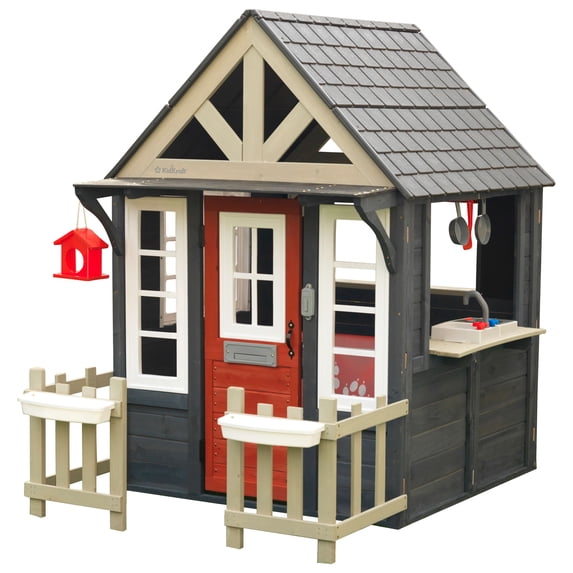 KidKraft Lakeside Bungalow Wooden Playhouse with Pet Door, Navy