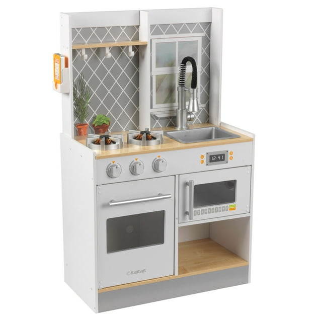 KidKraft Let's Cook Wooden Play Kitchen with Lights & Sounds and Pull