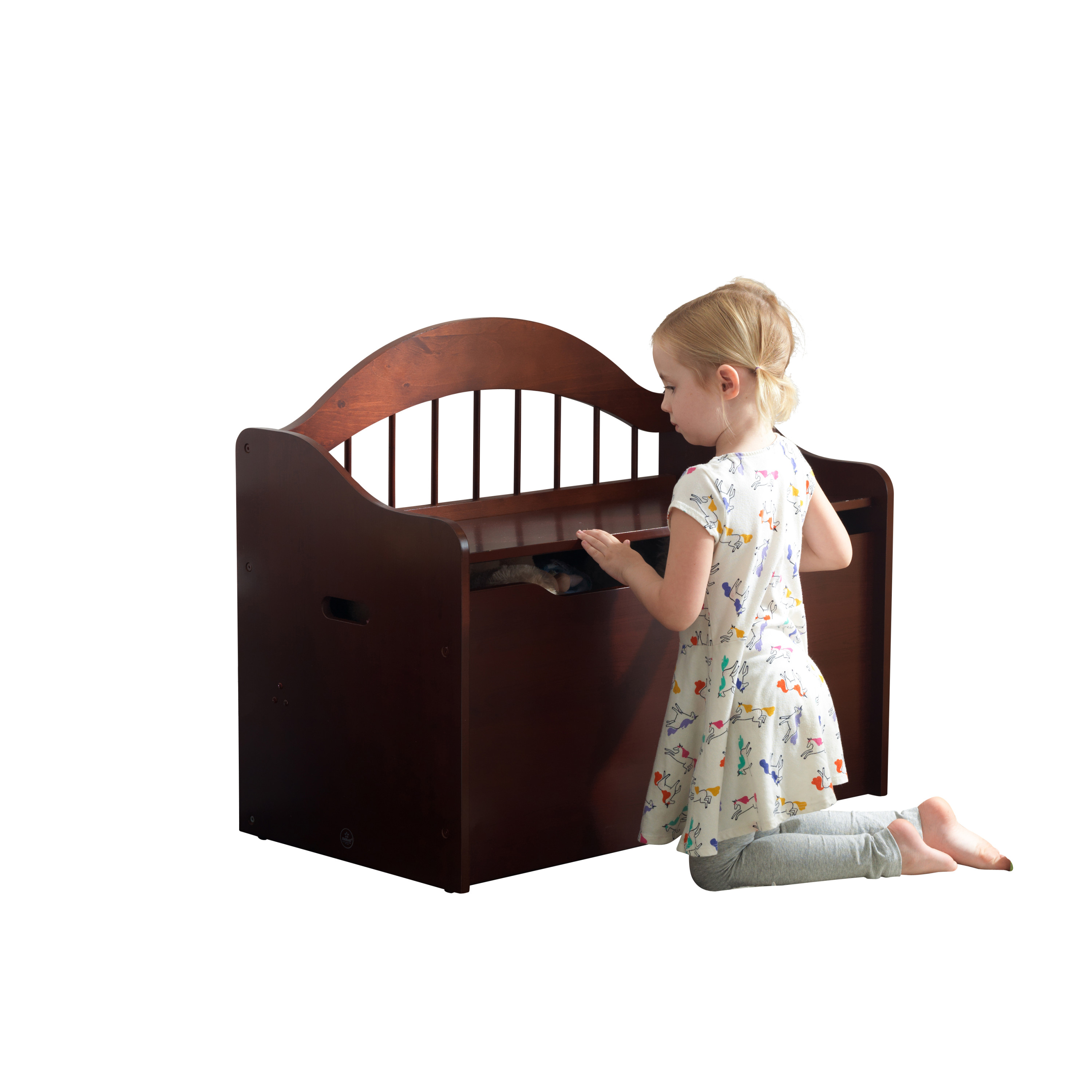 KidKraft Limited Edition Wooden Toy Box and Bench with Handles, Cherry - image 1 of 7