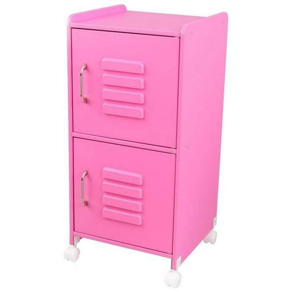 KidKraft Medium Kids Wood Storage Locker w/ Wheels - Bubblegum | 14326