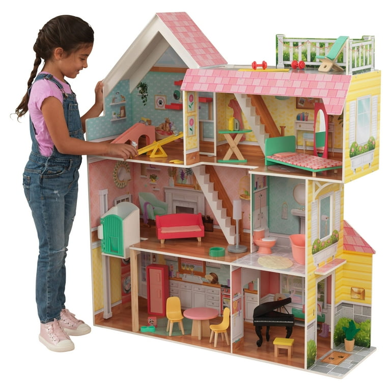 Barbie Doll House-KidKraft-3 Floors, Patio, Spiral Staircase,  Elevator-Furnished