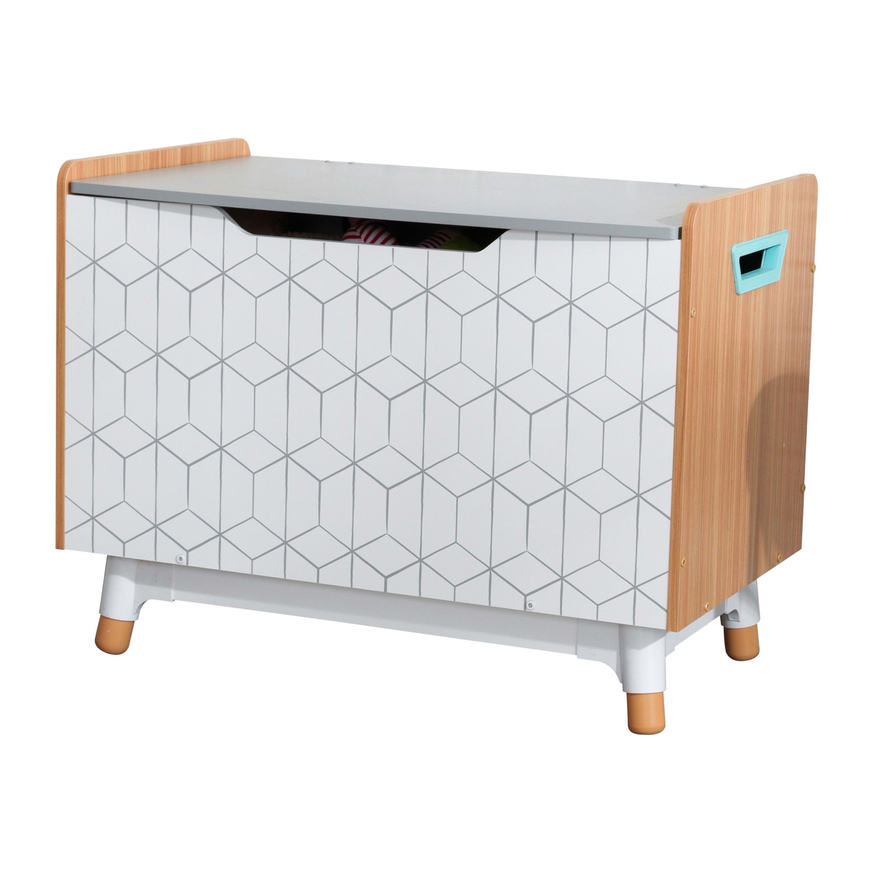 Pen+Gear Organizational Storage Box with Woodgrain Pattern Lid, Clear 