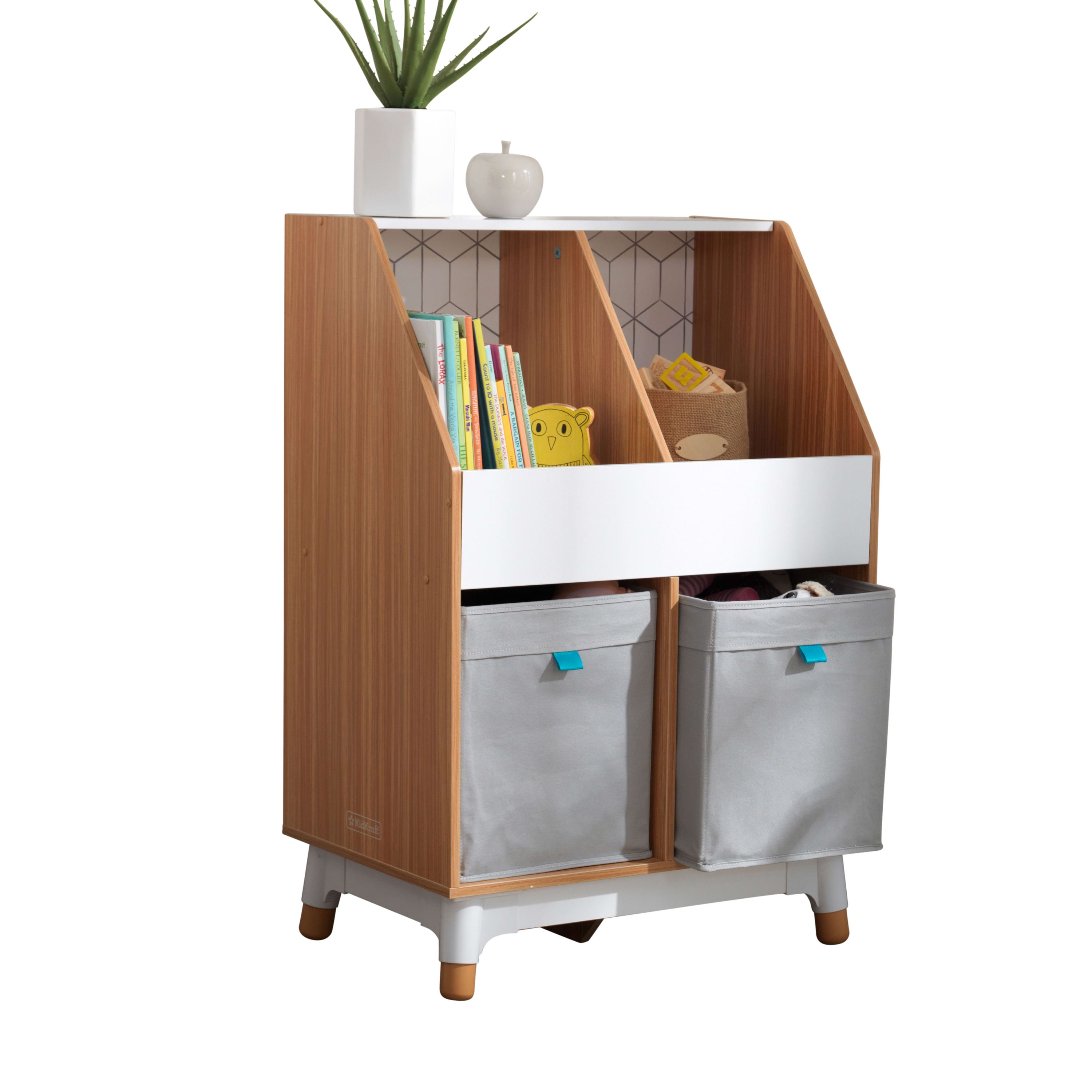 KidKraft Mid Century Kid Wooden Bin Storage Unit Toy Box