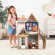 KidKraft Modern Charm Wooden Dollhouse with Open & Close Front and 7 Accessories