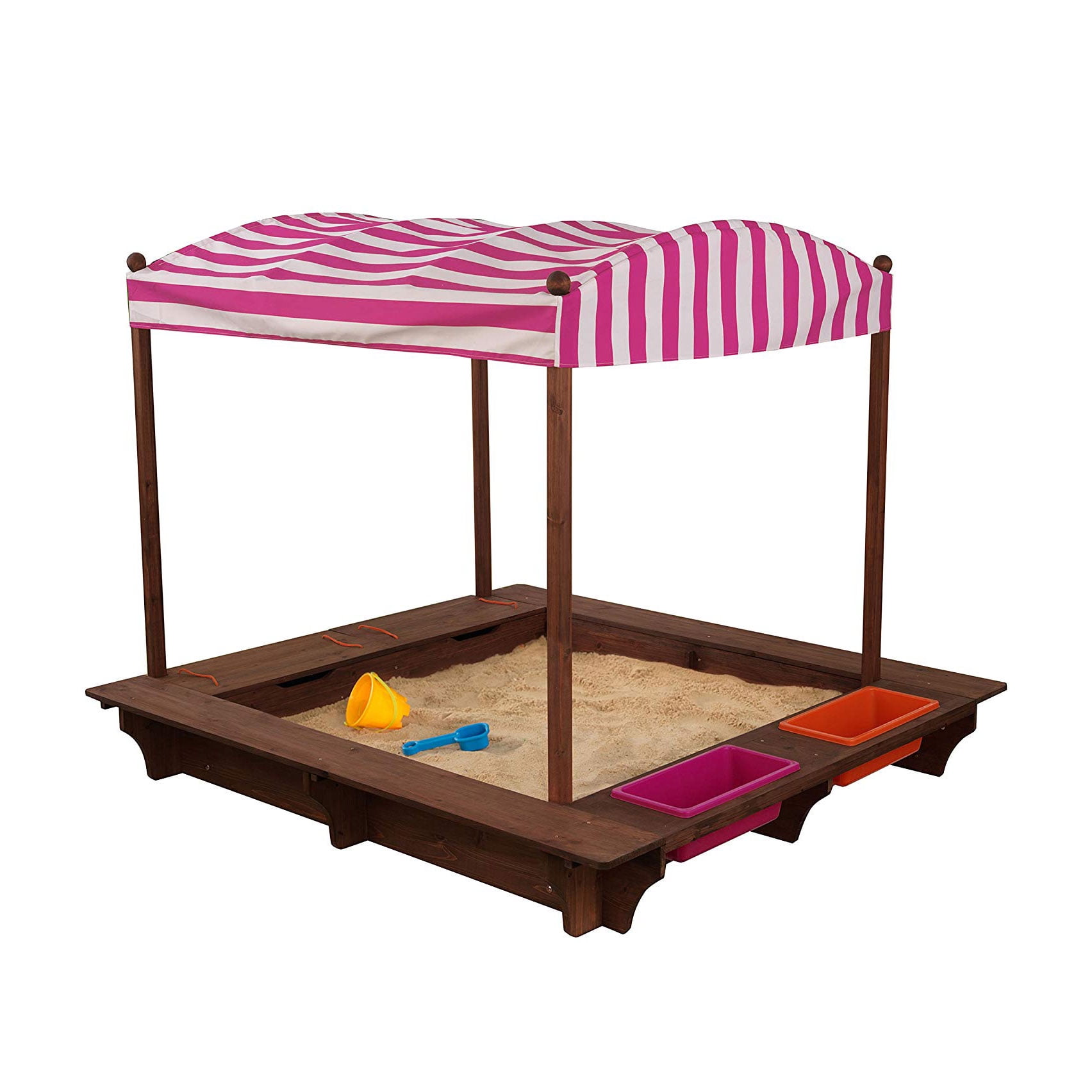 Outdoor Sandbox with Canopy Pink and White