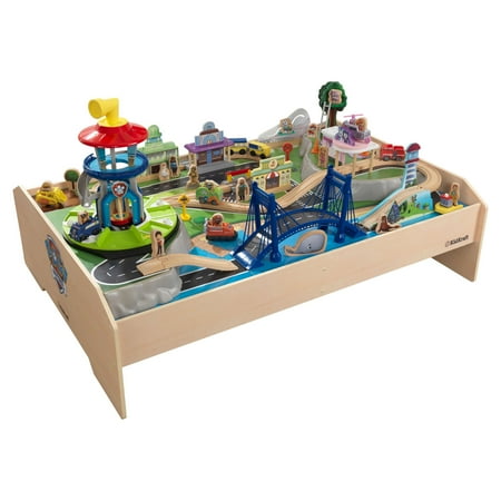 KidKraft PAW Patrol Adventure Bay Wooden Play Table with 73 Accessories for Toddlers