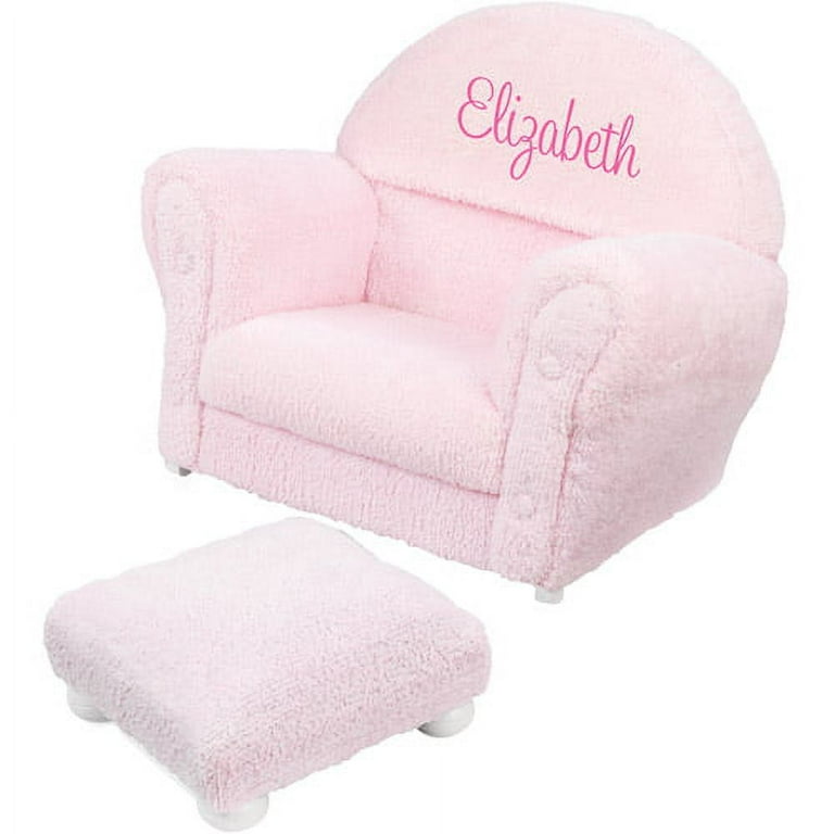 KidKraft Personalized Pink Chenille Rocker and Ottoman Pink Script Girl s Name Walmart