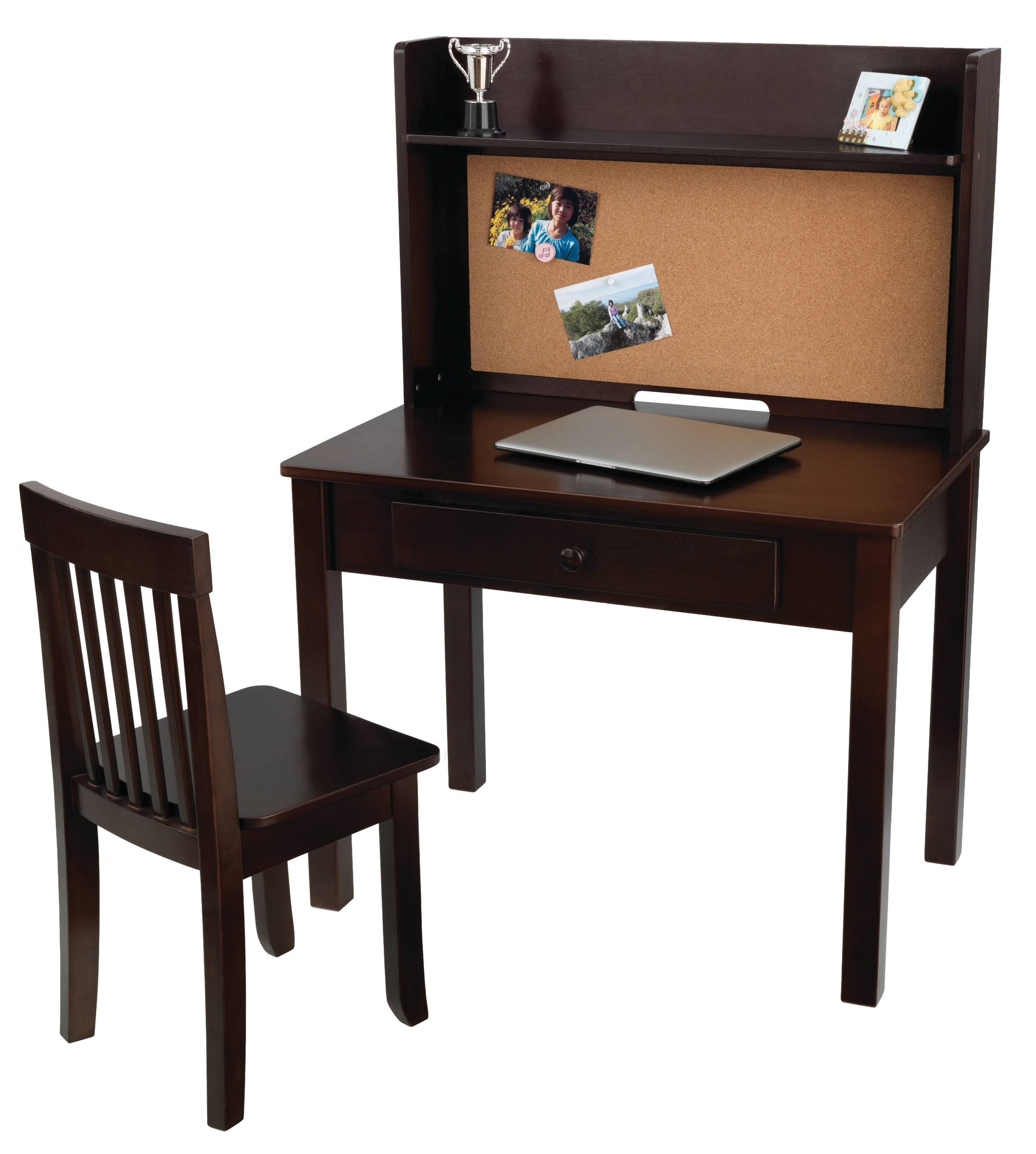 KidKraft Pinboard Wooden Desk with Drawer, Hutch, Shelf and Chair, Espresso - image 1 of 10