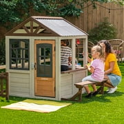 KidKraft Pioneer Cottage Wooden Playhouse with Doorbell and 13 Pieces