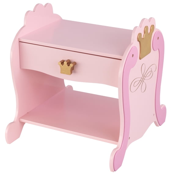 KidKraft Princess Wooden Side Table with Drawer, Pink
