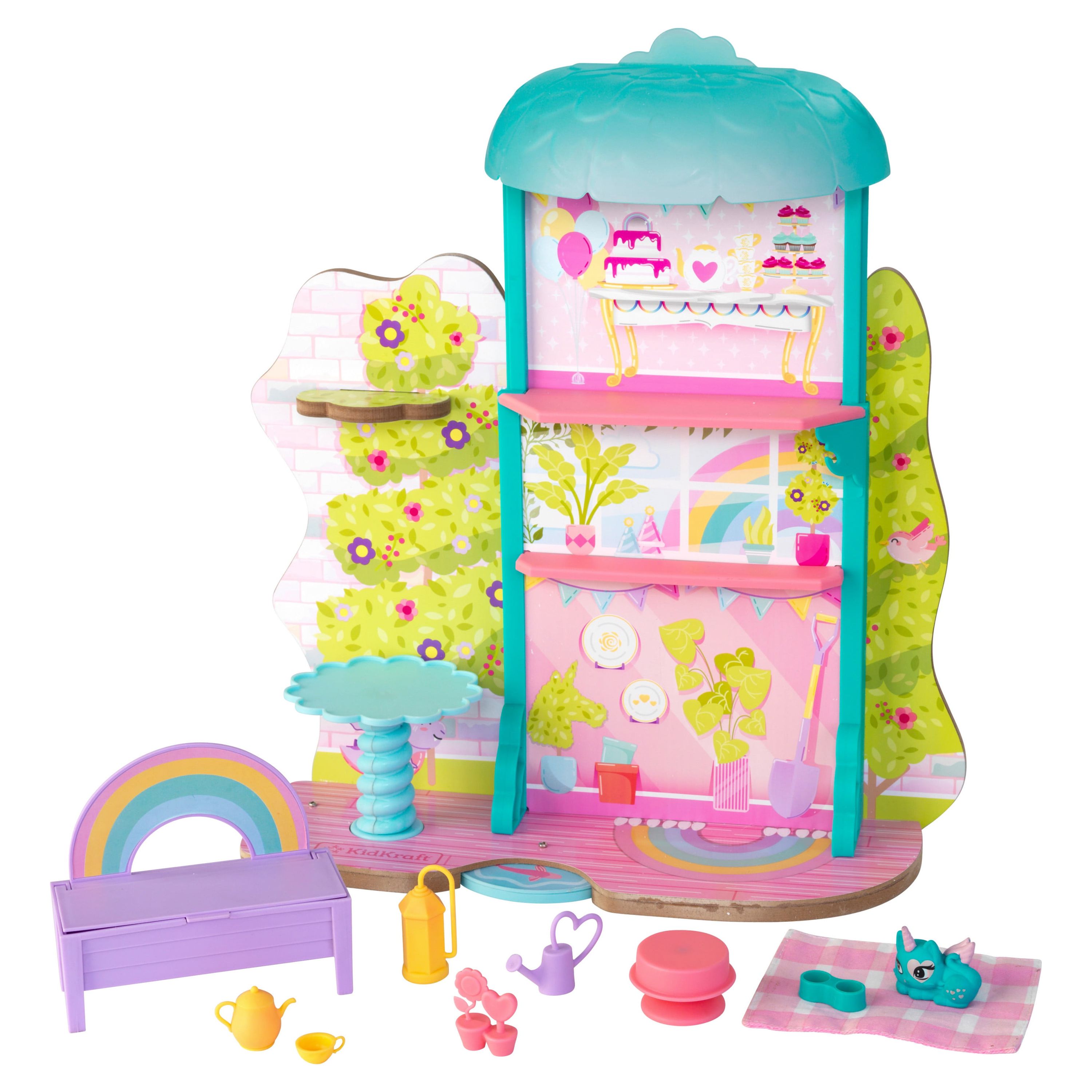 KidKraft Rainbow Dreamers Wooden Treetop Tea Time Gazebo Play Set with 10 Accessories - image 1 of 7