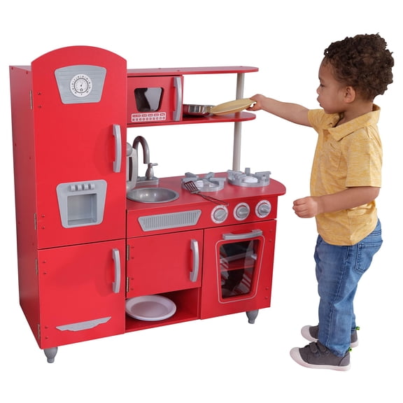 KidKraft Red Vintage Wooden Play Kitchen with Play Phone