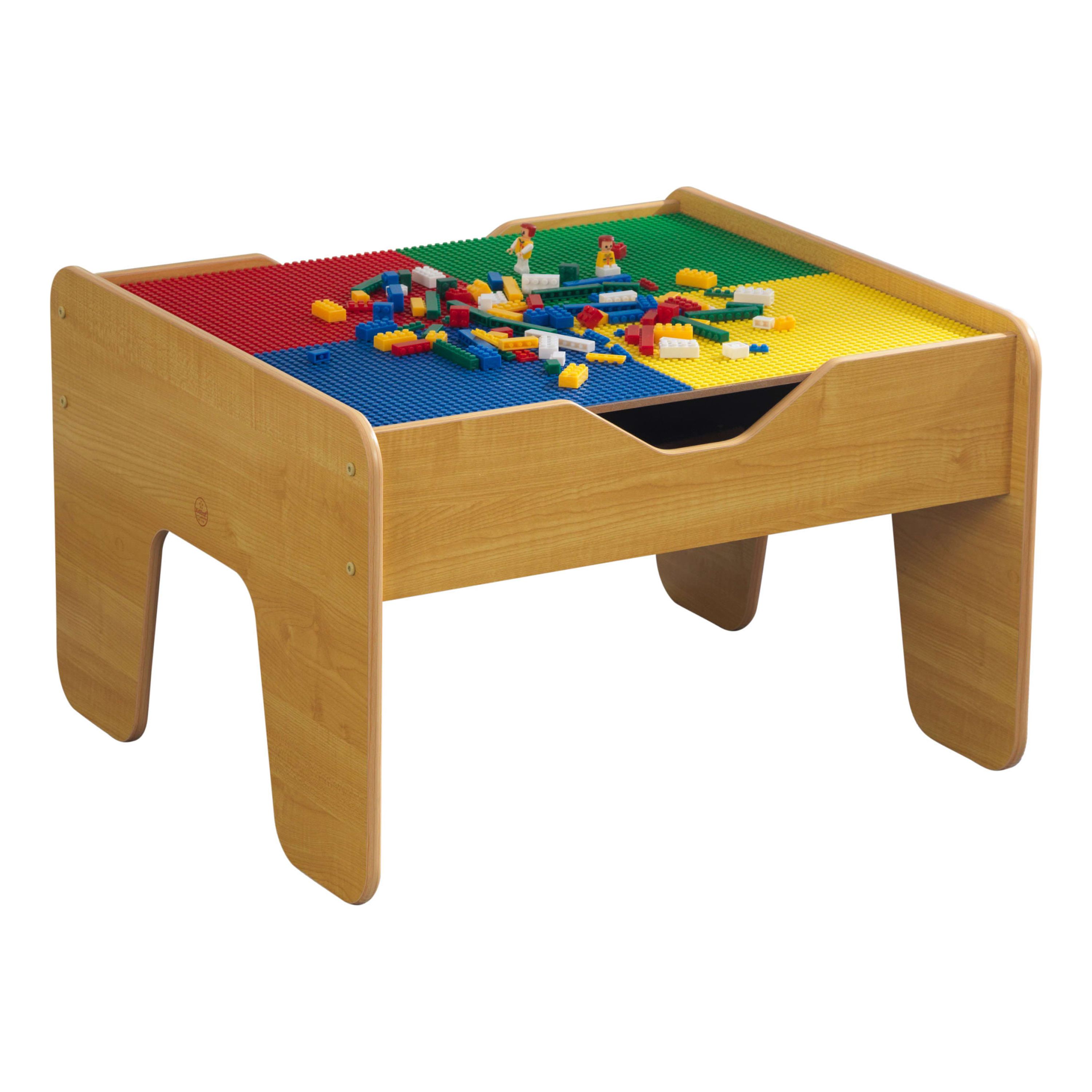 KidKraft Reversible Wooden Activity Table with Board and Train Set, Natural, for Ages 3+ Years - image 1 of 11