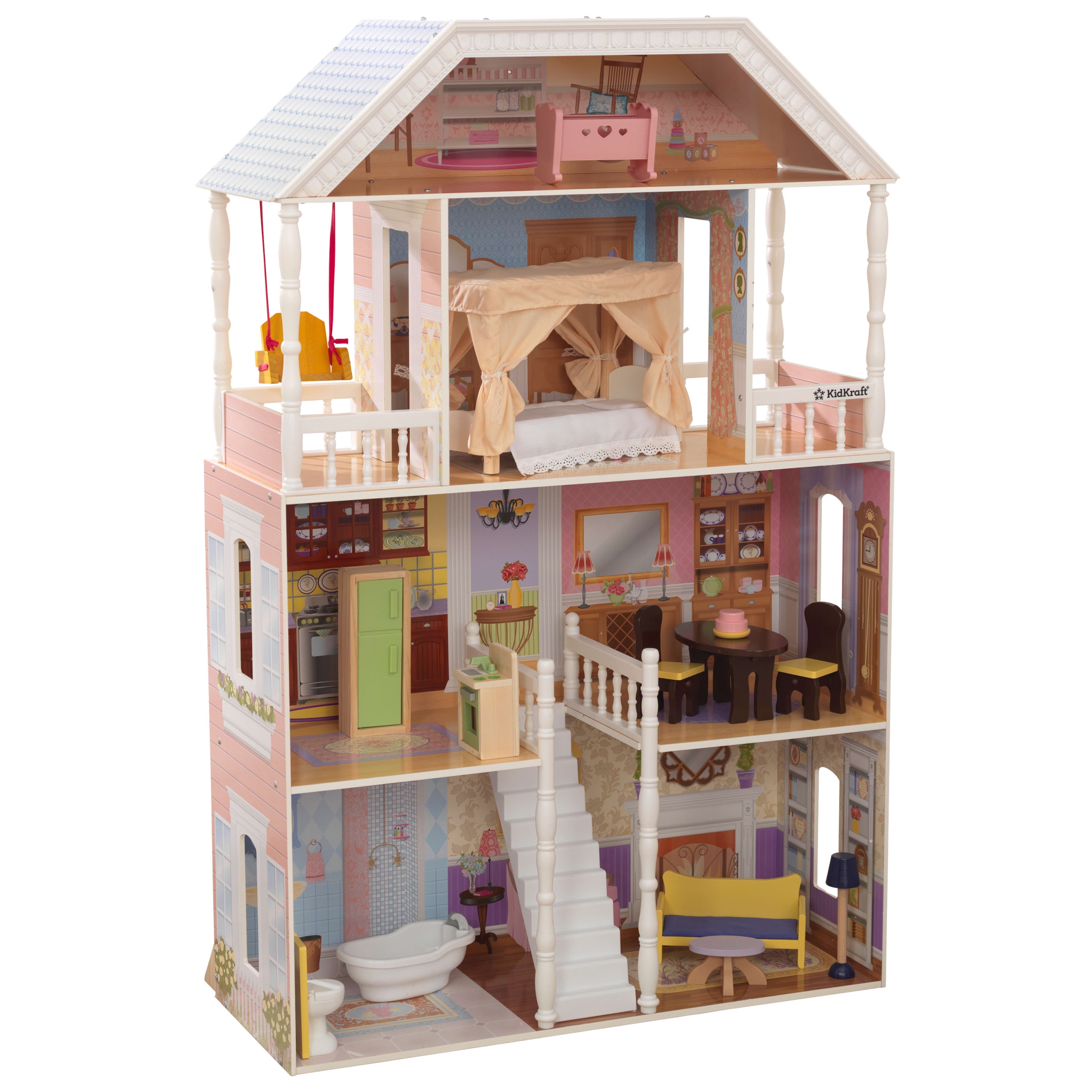 KidKraft Savannah Wooden Dollhouse With Porch Swing And 14 Accessories Ages 3 And Up 58cdaaa6 F5c2 4daf Be9e C6637755a537.0de54b1de9ed68ba0c4c5f84c3d8a753 