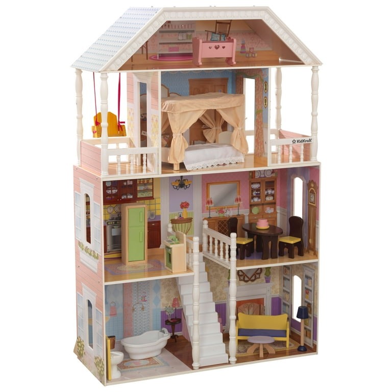 KidKraft Savannah Wooden Dollhouse with Porch Swing and 14 Accessories,  Ages 3 and up 