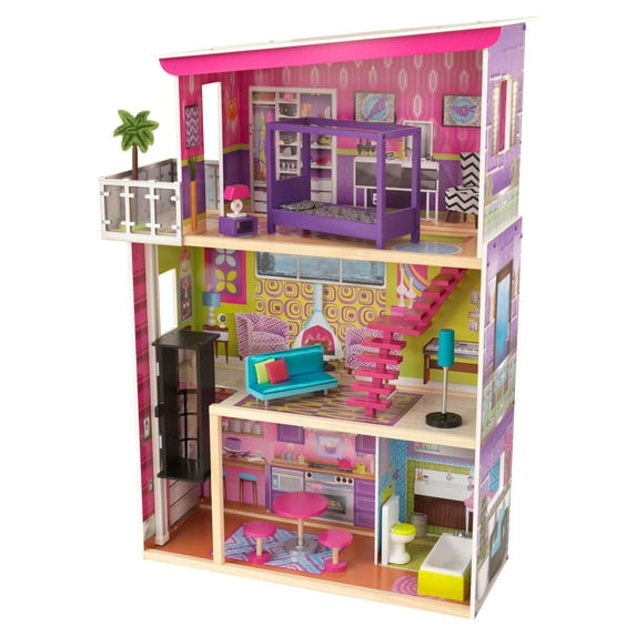 KidKraft Super Model Wooden Dollhouse with Elevator and 11 Accessories
