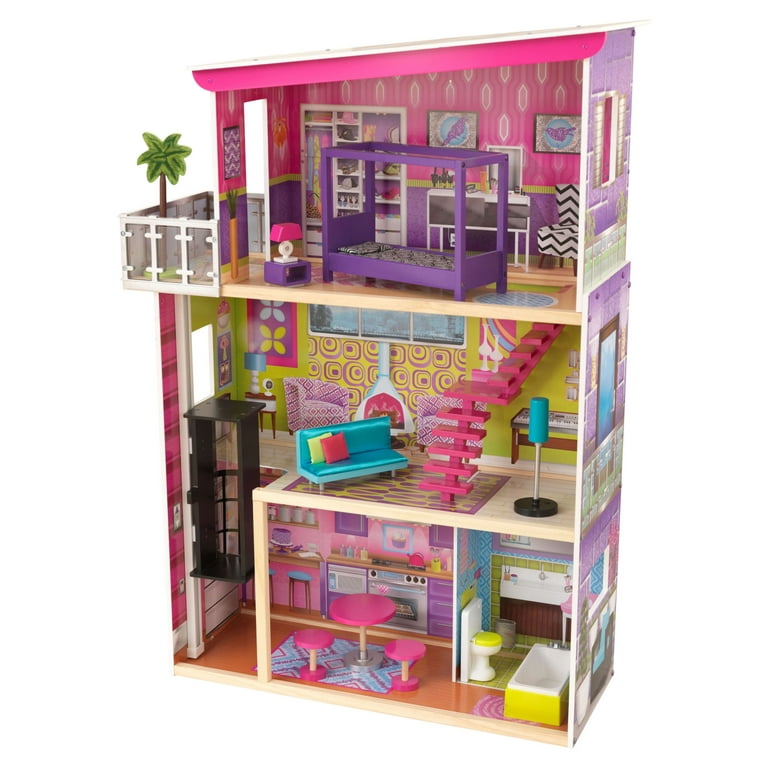 KidKraft Super Model Wooden Dollhouse with Elevator and 11